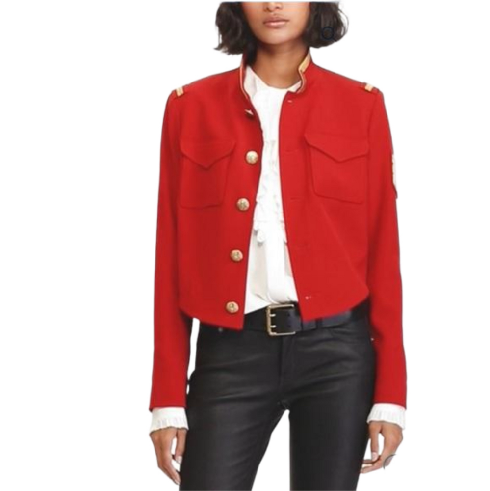 Brand New! RALPH LAUREN Military Jacket, Madison Red, Sz 14 w/ Gift Box! 🎁